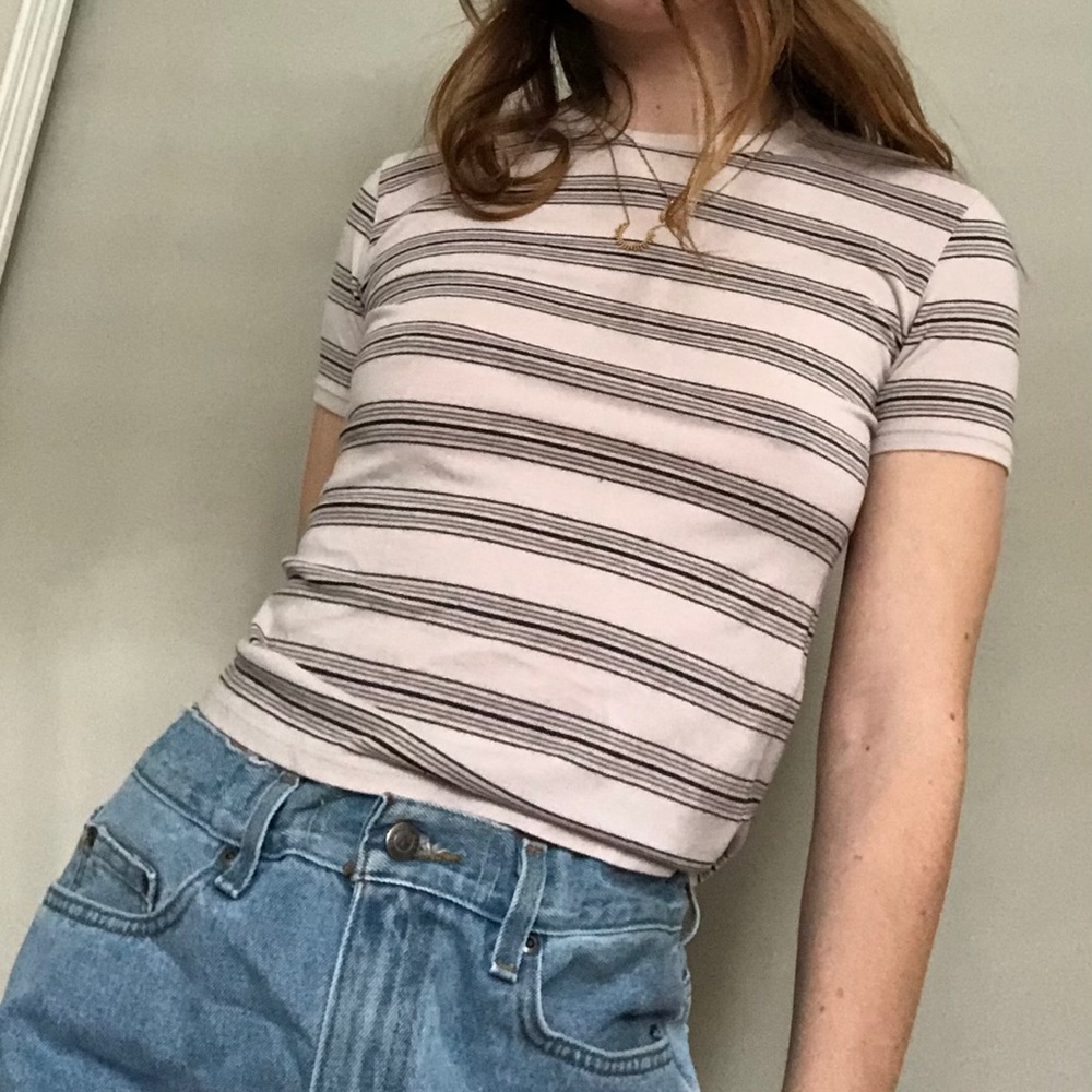 Brandy Melville striped babydoll t-shirt